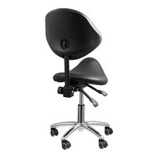 Hydraulic Adjustable Rolling Spa Saddle Stool - Ergonomic, Swivel Wheels - Black