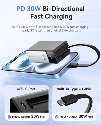 5000mAh Portable Charger USB-C Type-C Mini Power Bank For iPhone 16 15 14 13 12 - Picture 3 of 6