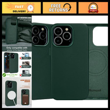 Premium Green Genuine Leather Case for iPhone 13 Pro Max, MagSafe Compatible