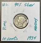 1934 - 10C Mercury Dime / 90% Silver Coin.