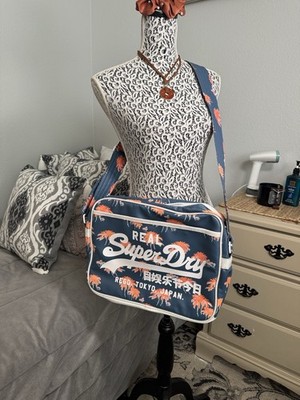 Super Dry Alumni Flight Bag Japan Blue Orange Palms cross body Laptop Bag tote