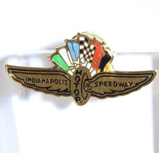 Indianapolis Motor Speedway Hat Lapel Pin Wings Flags Logo Indy 500 Gold Tone