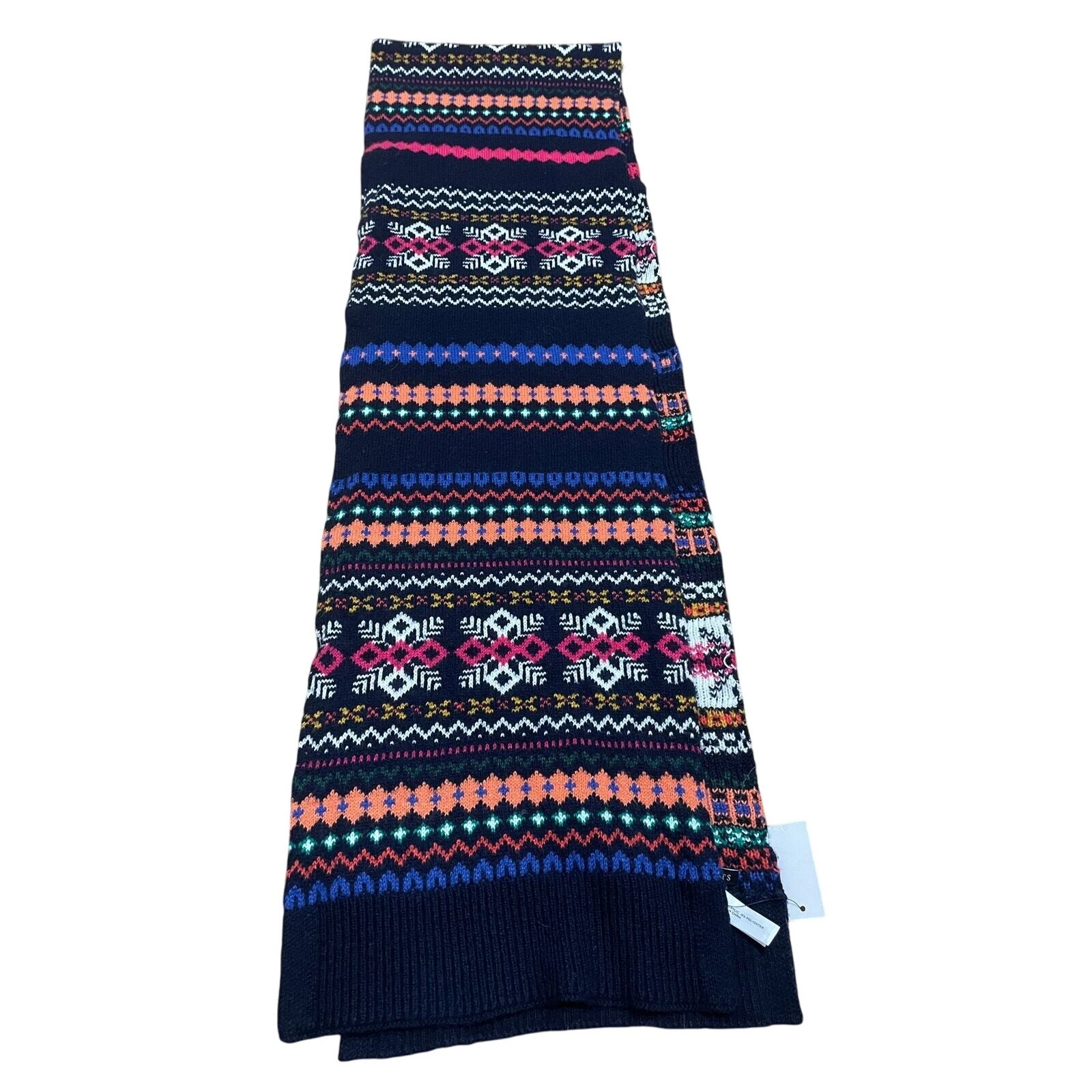 Talbots Colorful Patterned Knit Scarf Multicolor Striped Warm Winter Accessory