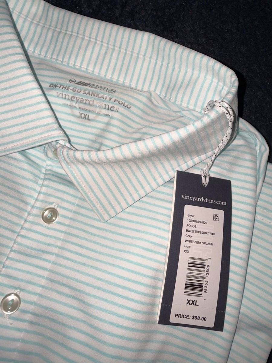 Vineyard Vines Golf Bradley Stripe Sankaty Polo Shirt XXL White