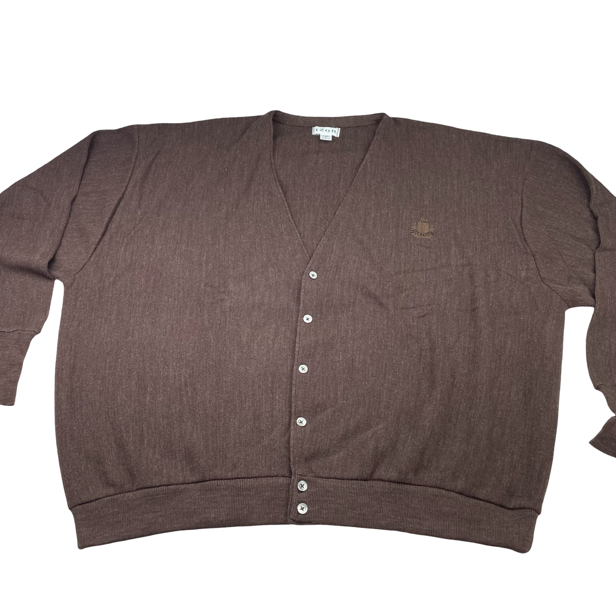VTG Izod Lacoste Men's 100% Acrylic Cardigan Sweater Brown • USA