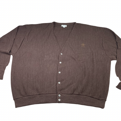 VTG Izod Lacoste Men's 100% Acrylic Cardigan Sweater Brown • USA