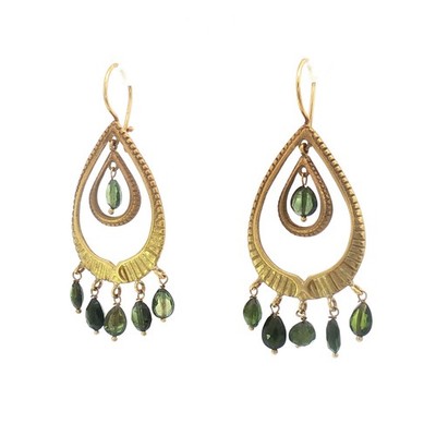 J.J Marco Tourmaline, 18K Yellow Gold Earrings