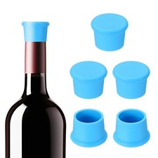 Confezione 6 Tappi Vino Silicone Riutilizzabili Copribottiglie Tappi Vino Blu