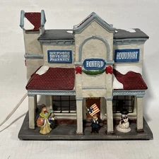 Vintage Winter Valley Porcelain Lighted Christmas Village Eckerd Drug Store Box
