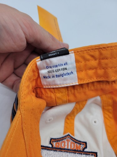 Harley Davidson Orange Hat With Blue Stripes Velc. Strap - Picture 5 of 7