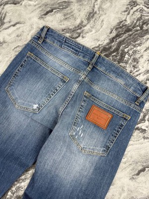 NEW Dolce Gabbana Metal Logo Denim Jeans Slim Fit Men Size 48 Blue