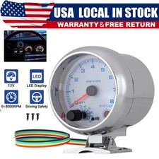 3.75 12v Car Tachometer Gauge Meter Led Inter Shift Light 0-8000 Rpm Universal