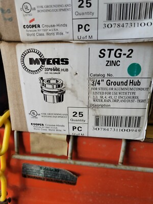 Myers Hub - 3/4'' Ground Lug - Zinc  Box of 25 pcs  - FREE STANDARD SHIPPING