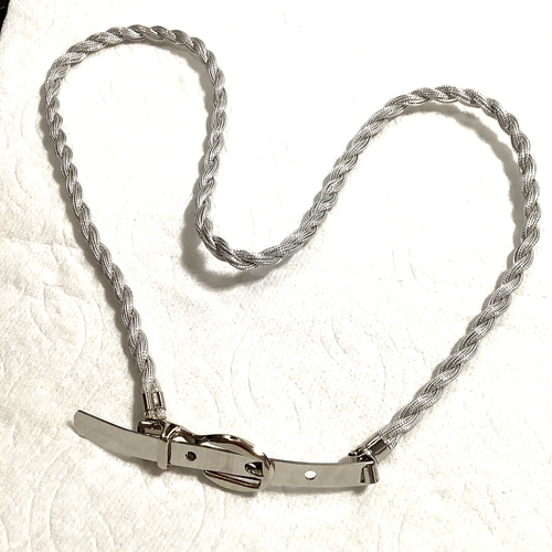 Silver Tone Twisted Rope Waist Belt 30-31" Adjustable - Picture 6 of 6