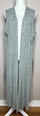 LulaRoe Women's Size Large Joy Vest Duster Gray Marled Side Slit Open Front Cute
