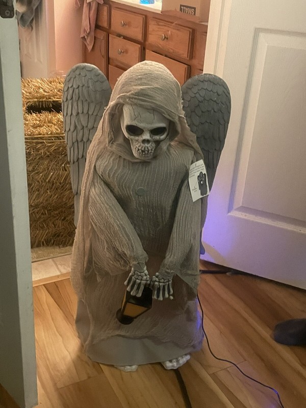 Spirit Halloween Grim Graven Angel retired Halloween Animatronic W/box