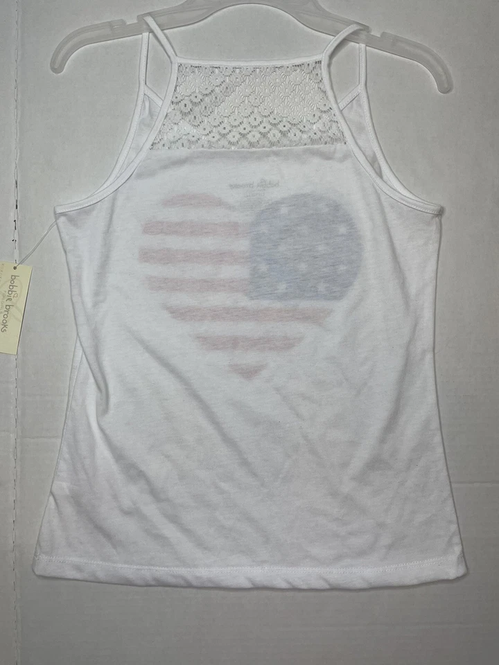 Regata Bobbie Brooks coração bandeira americana 4 de julho meninas 10/12 - Imagem 3 de 4