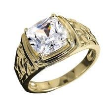 Natural White Topaz Gemstone with Gold Plated 925 Sterling Silver Ring 1681