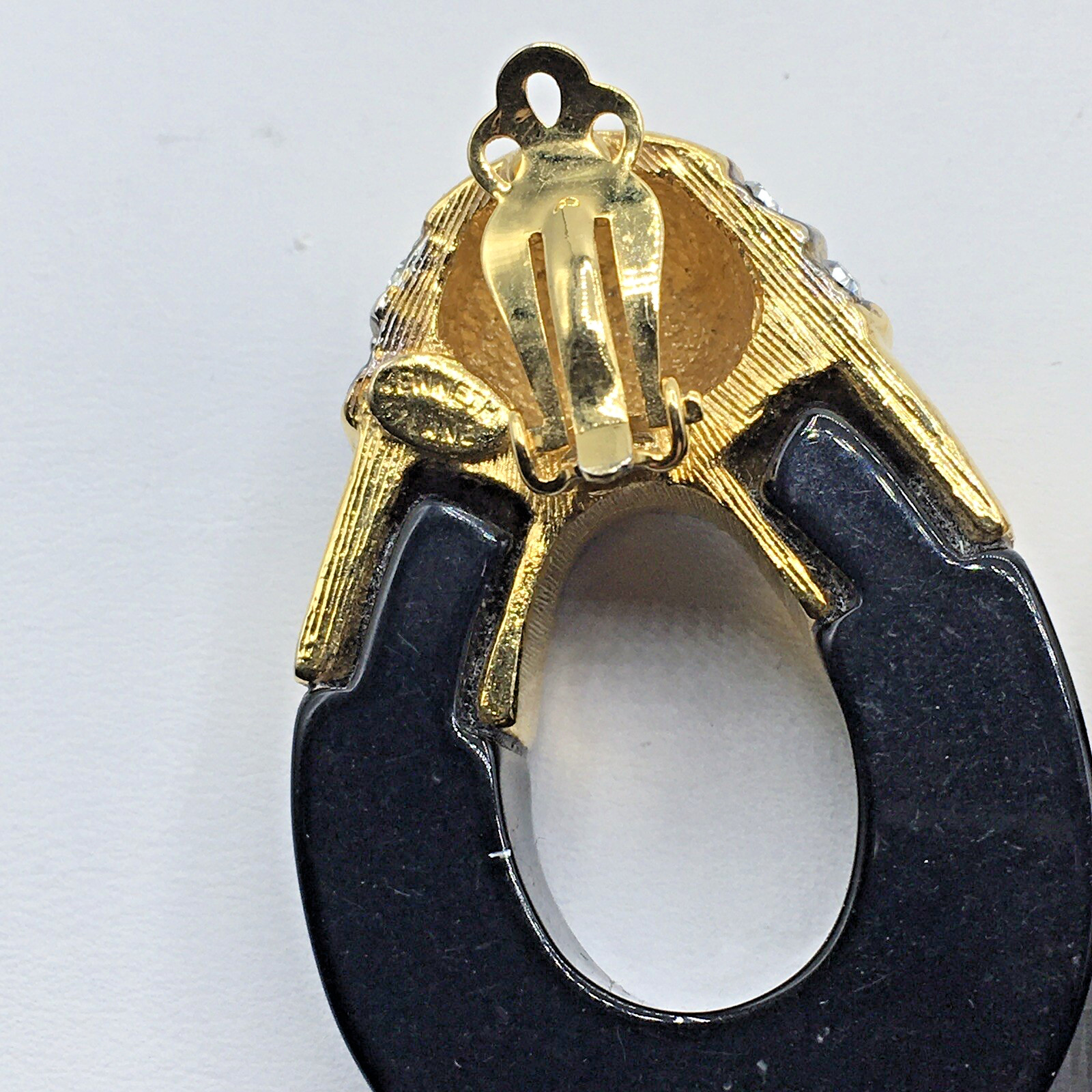 Vtg Kenneth Lane KJL Black Onyx Rhinestone Gold T… - image 5