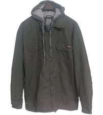GENUINE DICKIES MENS FULL ZIP UP OLIVE GREEN HOODED CANVAS JACKET SIZE XL 46-48