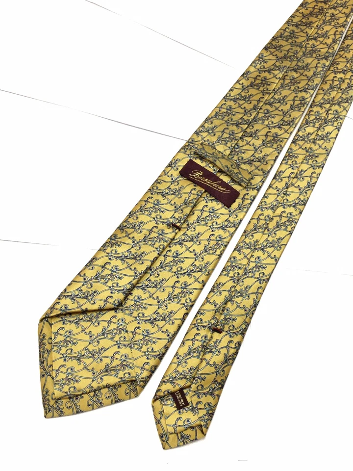 Подлинный BORSALINO цветочный дизайн на блеск зеленый 100% шелк галстук - Изображение 3 из 4
