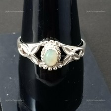 Ethiopian Opal Cocktail Ring, 925 Silver Handmade Minimalist Birthday Gift Ring