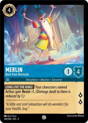 1x Merlin - Back from Bermuda - Cold Foil NM Eng Lorcana - Shimmering Skies