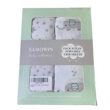 Gubowin Baby Collection Crib Sheets Stars Elephants Unisex Pack N Play Portable