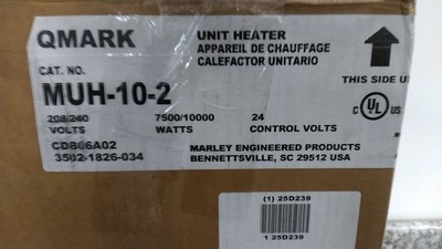 Qmark MUH102 208/240VAC 25,600/34,100 BtuH Electric Wall u0026amp; Ceiling Unit  Heater | eBay