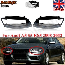 Pair L+R Headlight Headlamp Lens Cover Replacement For Audi A5 S5 RS5 2008-2012