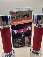 Vintage HEALTHWAYS Set of 2 Dumbbells Chrome 3 lb Each Comfort Grip  Retro Gym