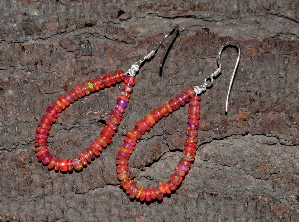 Ethiopian Opal Gemstone Beads Earrings 925 Sterling silver Earrings Jewelry - Image 2 of 4