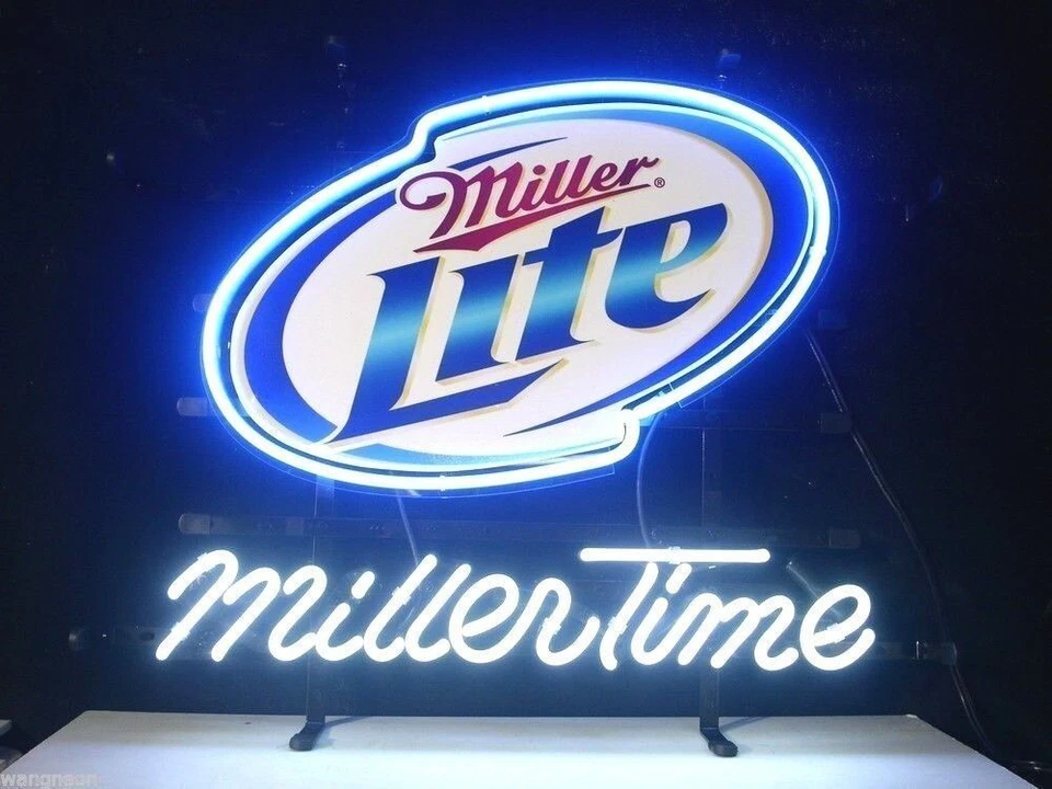 US STOCK Miller Time Miller Lite Beer 14"x10" Neon Sign Lamp Light Real Glass