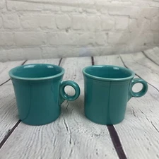 Two (2) Fiesta Fiestaware Ring Handled Tom Jerry Mugs Turquoise