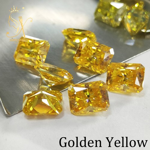 Plating Yellow Color Fancy Cut Moissanite Stone Loose Gemstones DIY Ring No Fade - Picture 36 of 43