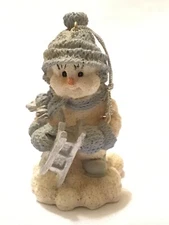 Vintage Encore Snow Buddies "Sleddin" Christmas Ornament 1999 Snowman Figurine
