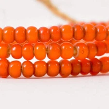 Orange White Heart 5mm Venetian Trade Beads