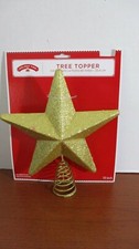 Holiday Time Gold Glitter 10" STAR CHRISTMAS TREE TOPPER NWT