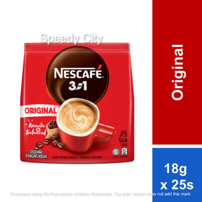 Nescafe 3 in 1 Instant Blend & Brew Original 25 Sticks x 18g Premix Coffee