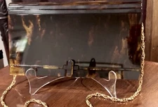 VTG LUISA ITALY Tortoise Shell LUCITE and LEATHER Shoulder BAG PURSE CLUTCH