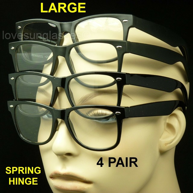 Reading glasses extra large frame lens xl 4 pair pack men black new spring hinge eBay