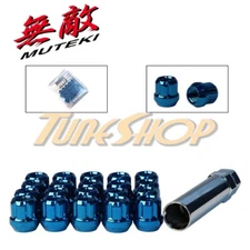 MUTEKI OPEN END SPLINE TUNER LOCK LUG NUTS 12X1.25 1.25 ACORN WHEEL RIM BLUE N