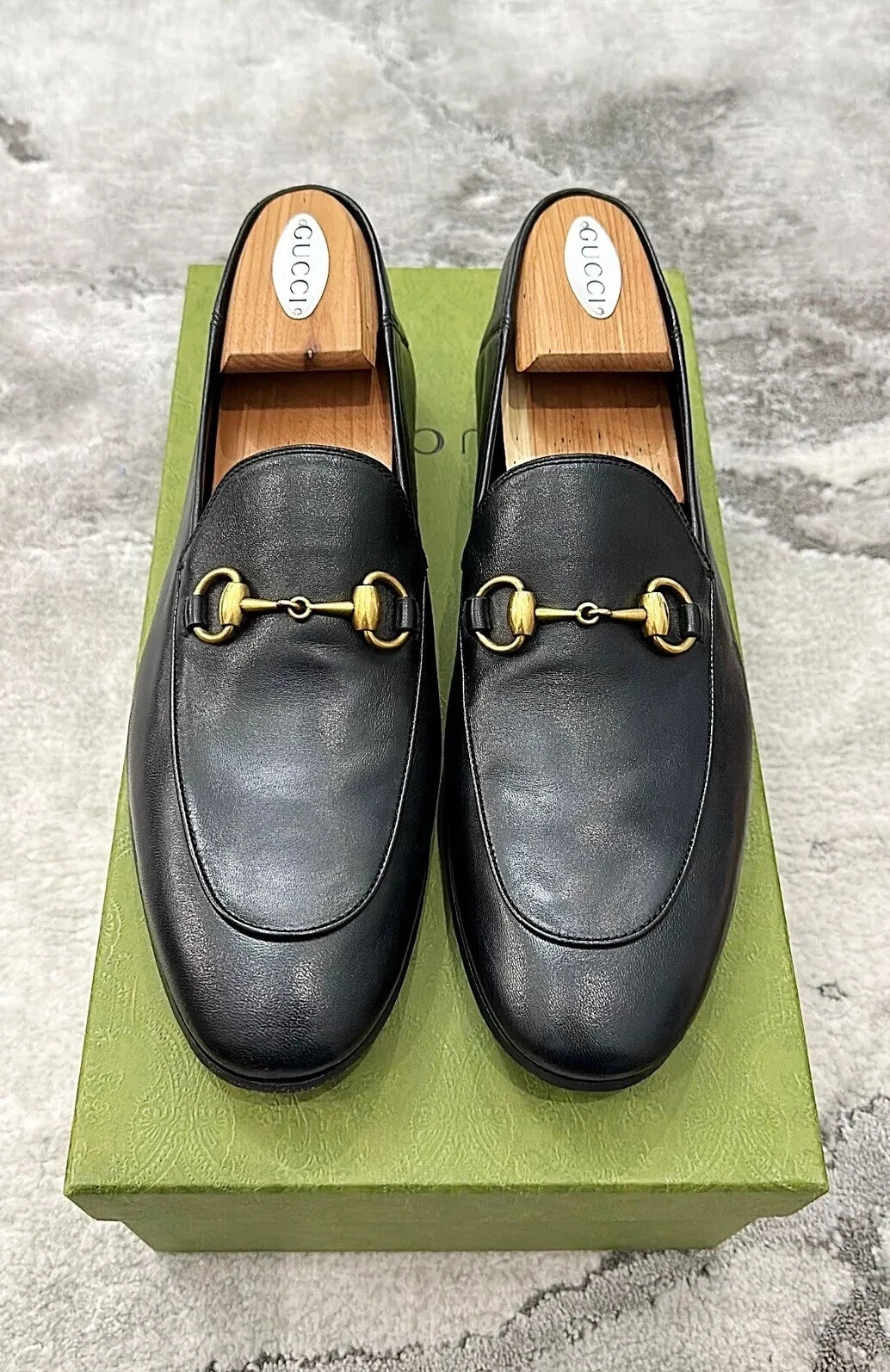 Massin homme authentique Gucci or cheval noir cuir US9 EU42,5 UK8,5
