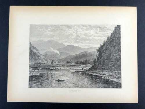 Nanticoke Dam PA, Historic Mid-Atlantic America, 1874 Antique Wood Engraving - Picture 3 of 4