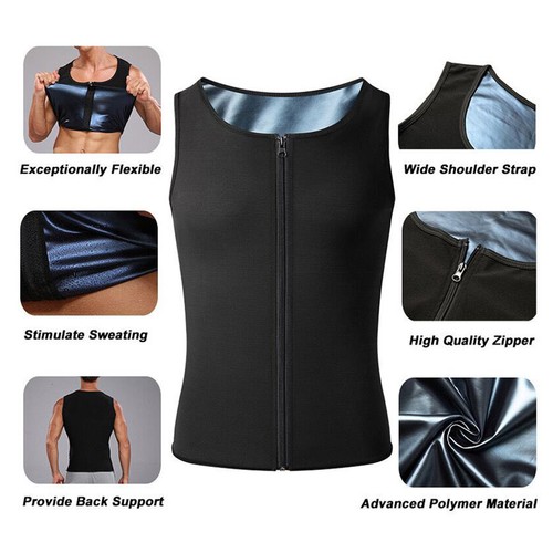 Body Shaper da uomo sudato sauna dimagrante allenatore modellante camicia palestra allenamento gilet - Foto 33 di 37