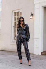 Women Party Genuine Casual Pant Black Handmade Stylish Soft Lambskin Leather