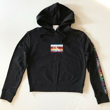 Calvin Klein Jeans Women's Pride Boxy Fit Rainbow Logo Drawstring Hoodie XS S L