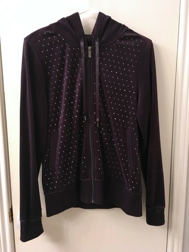 Women's Calvin Klein Velour Velvet Hoodie - Full Zipper - Pockets - Size Medium