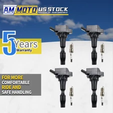 4X Ignition Coil & Iridium Spark Plug for Hyundai Sonata Kia Optima 2.4L UF764