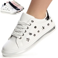 Damenschuhe Turnschuhe Sneaker Freizeitschuhe Metallic Nieten Trendy